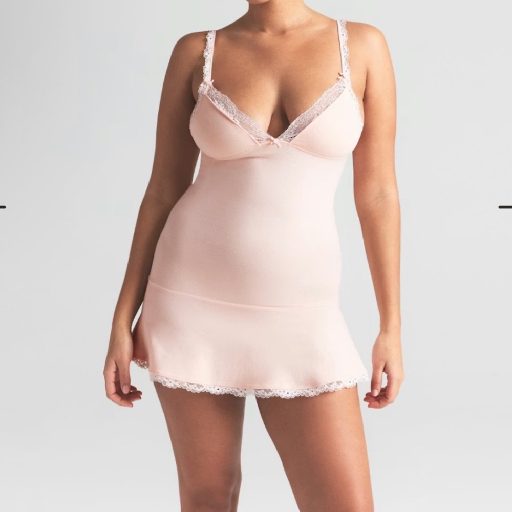 OBO~ NWT SKIMS Cotton Lace Detail Slip Dress